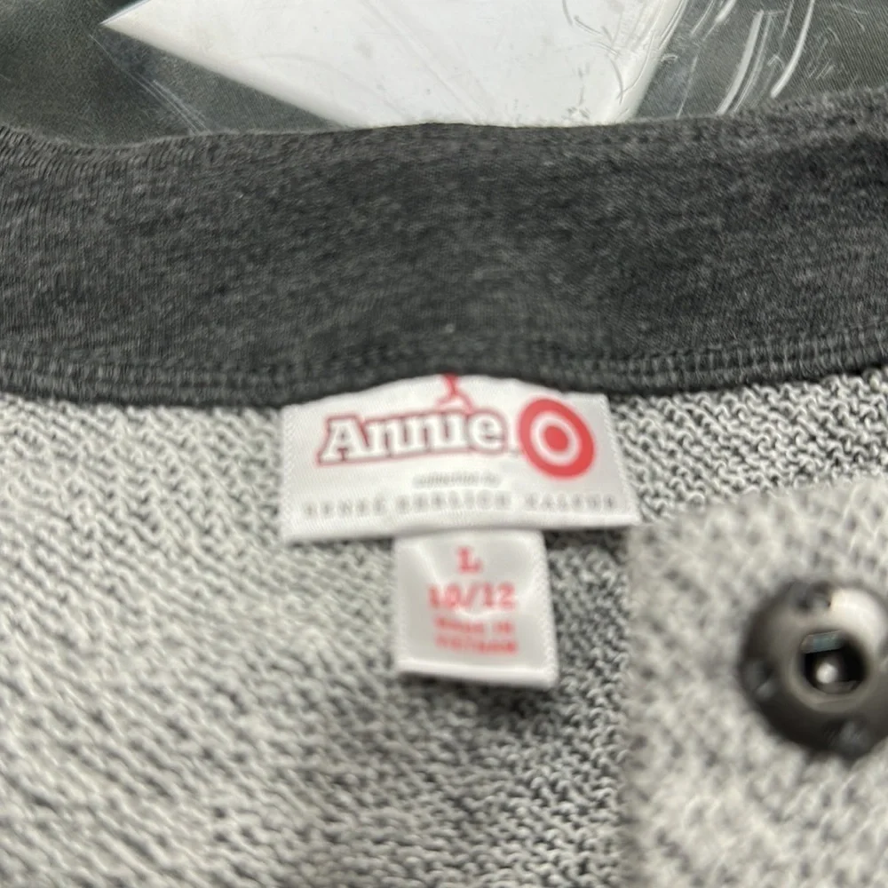 Annie Target Dark Gray with Silver Dots Knit Snap Front Top, NWOT, L (10 / 12)